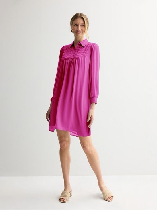 Nine West Dresses & Skirts - Nine West Hot Pink Pleated Long Sleeve Dress